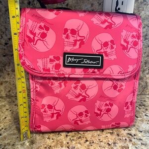 Betsey Johnson Neon Pink Skull Insulated Lunch Tote Bag